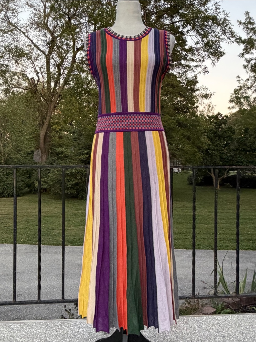 Harper multicolor striped knit dress pleated women’s size large